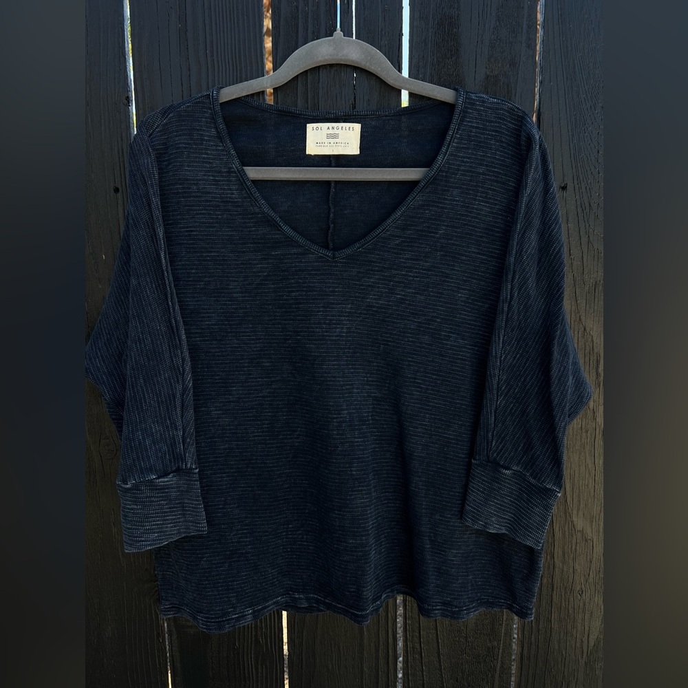 Sol Angeles Deep Blue V-Neck Top